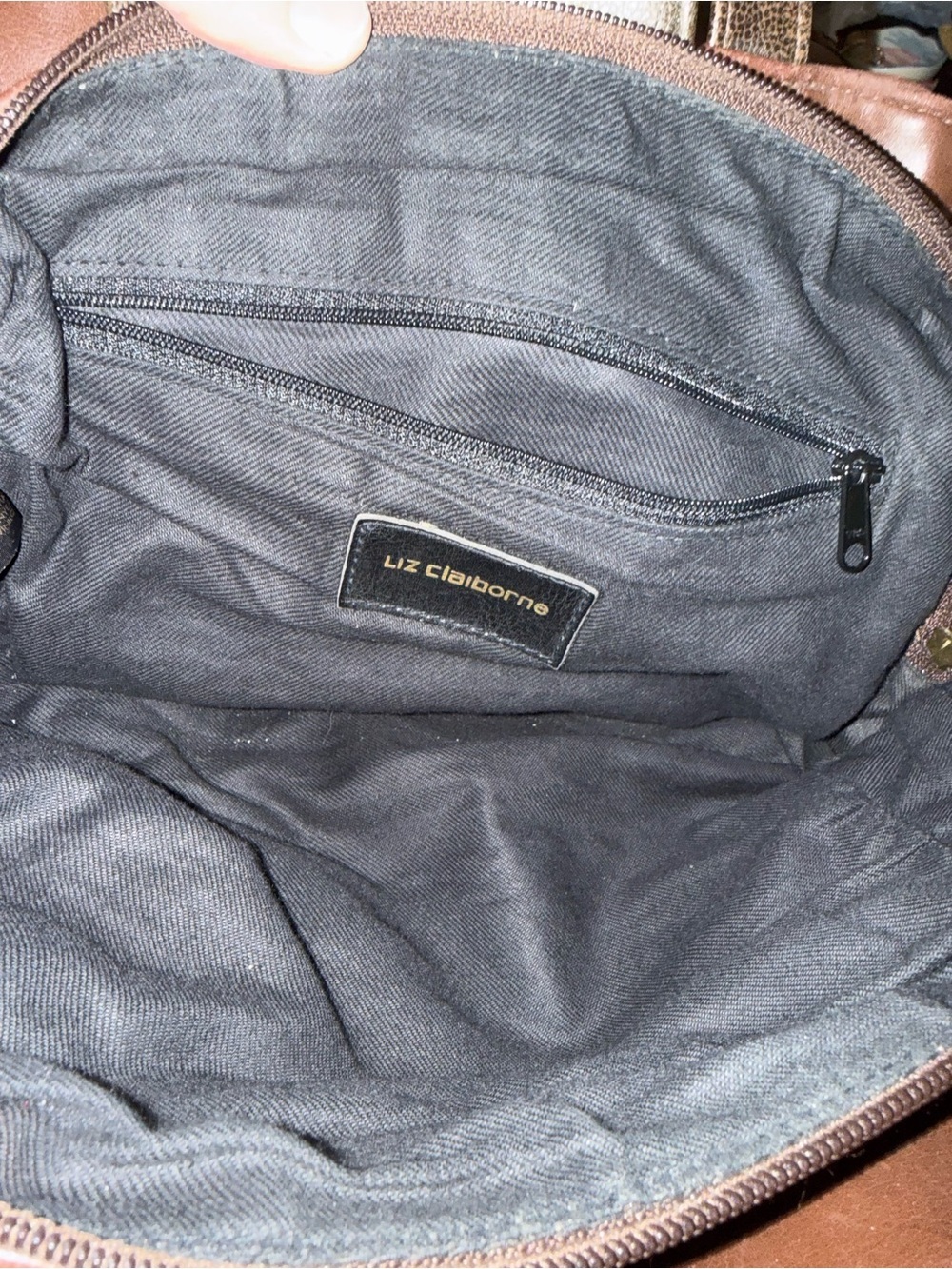 Vintage Liz Claiborne Structured Top Handle Tote Leather Bag in Rich Chocolate - Picture 5 of 6